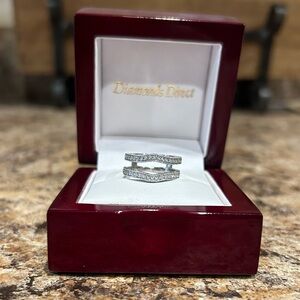 14K White Gold wedding band/wrap/guard
